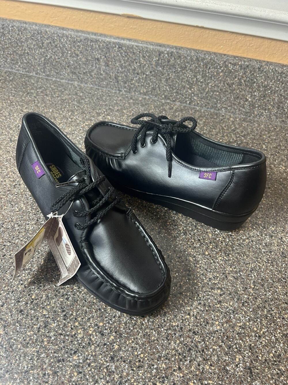 Shoes for Crews 3591 Womens Sz 9 Slip Resistant Work Shoes Black Leather Lace Up